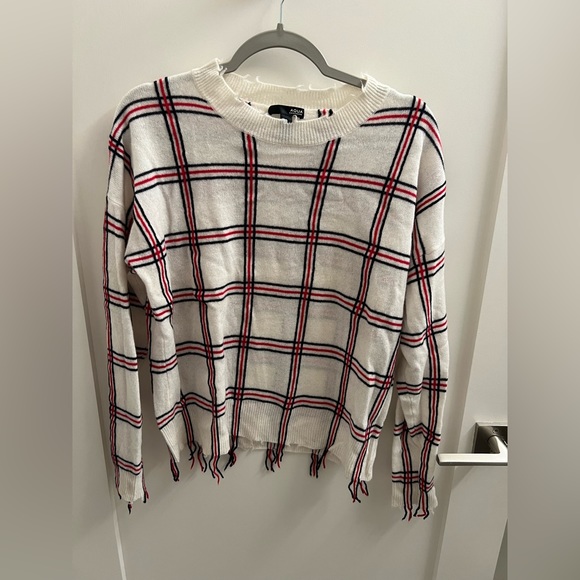 AQUA Plaid Cashmere Sweater - Picture 2 of 3